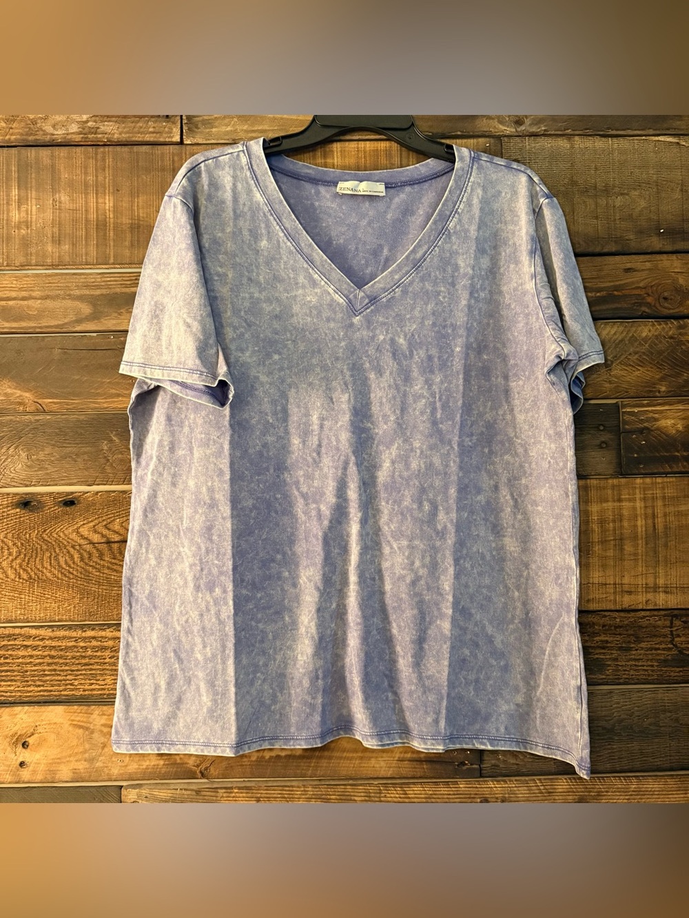 Zenana Marlin V-Neck Acid Wash T-shirt